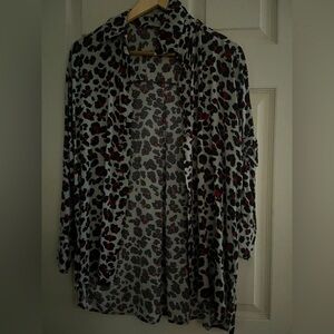 Zara Black and Red Patterned Button Up Top​​​​